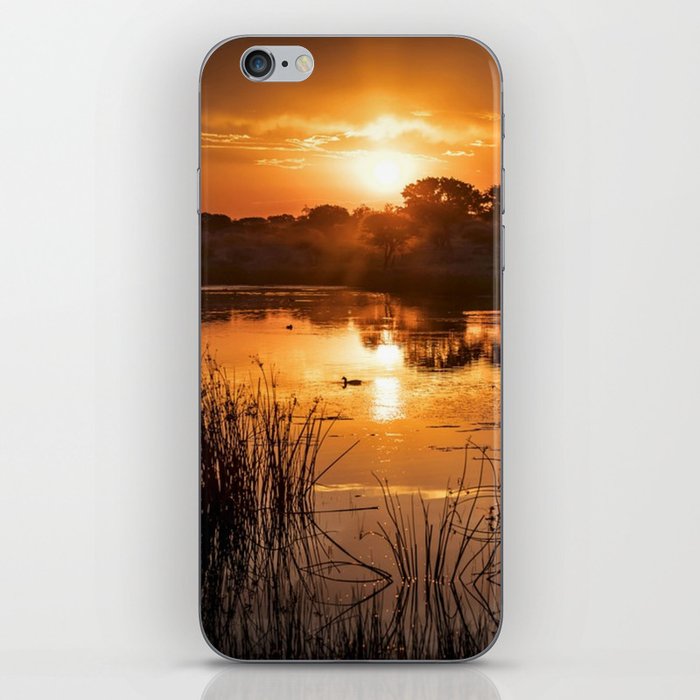 South Africa Photography - Beautiful Sunset Over A Small Lake iPhone Skin