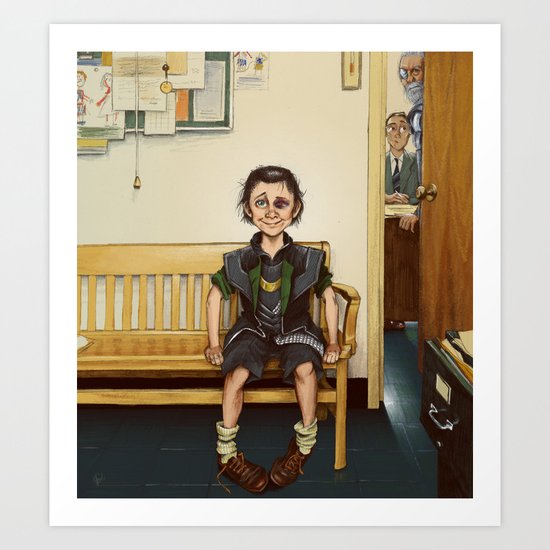 Loki Outside the Principal's Office Art Print