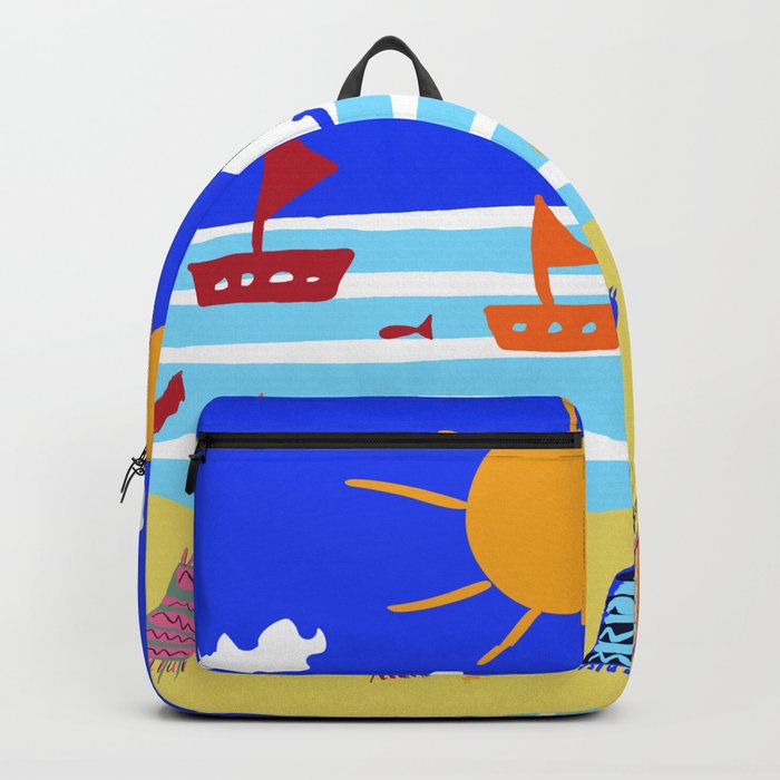 Naive Beach - Blue & Gold  Backpack