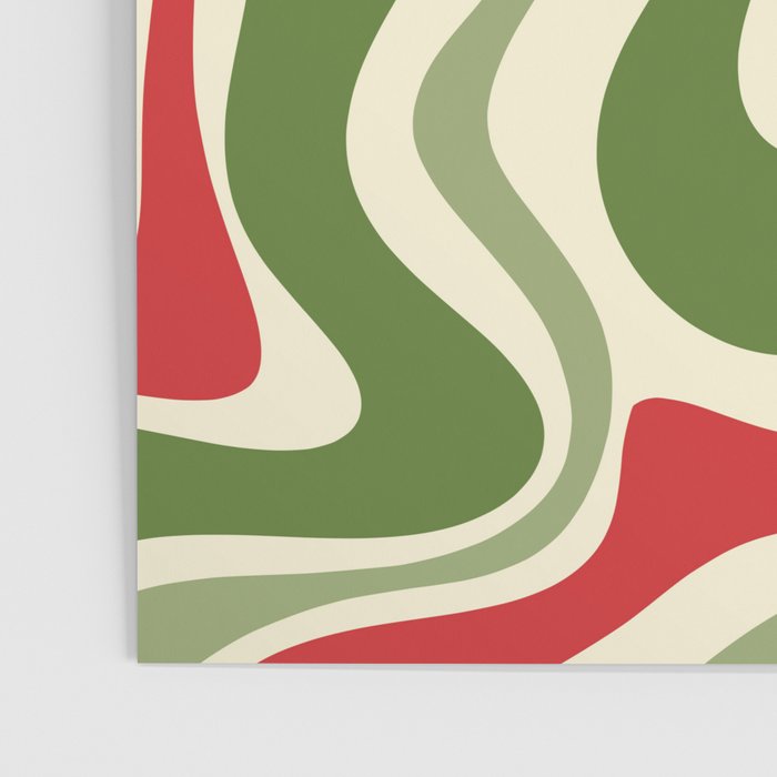 Retro Christmas Swirl Abstract Pattern in Olive Green, Sage, Xmas