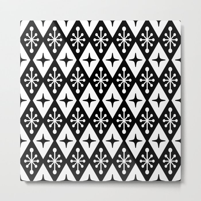 Mid Century Modern Atomic Triangle Pattern 710 Black and White