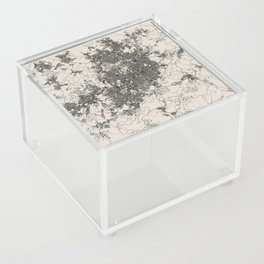 Brazil, Belo Horizonte - Black and White Authentic Map Acrylic Box