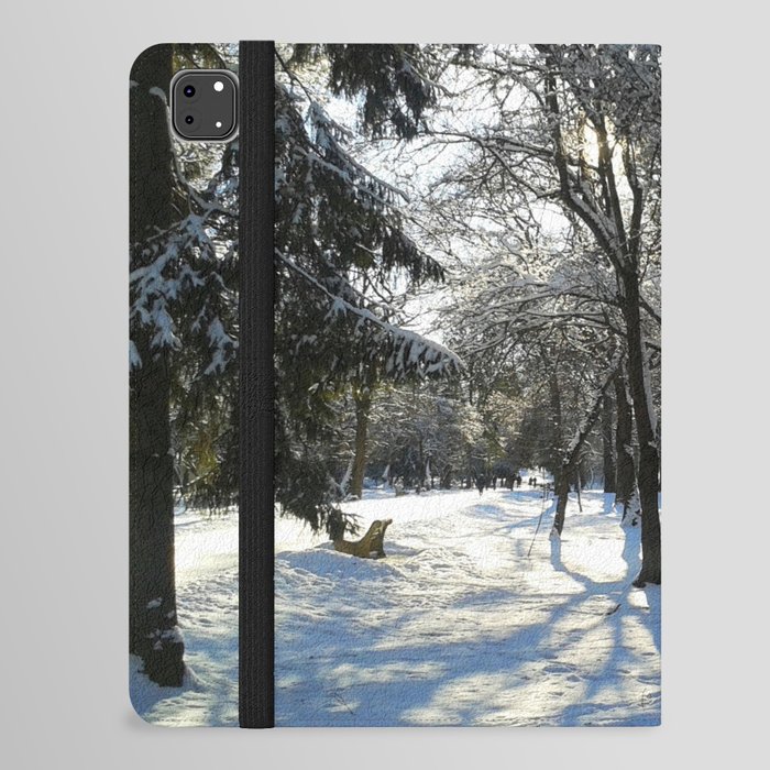 Winter park at sunset. iPad Folio Case