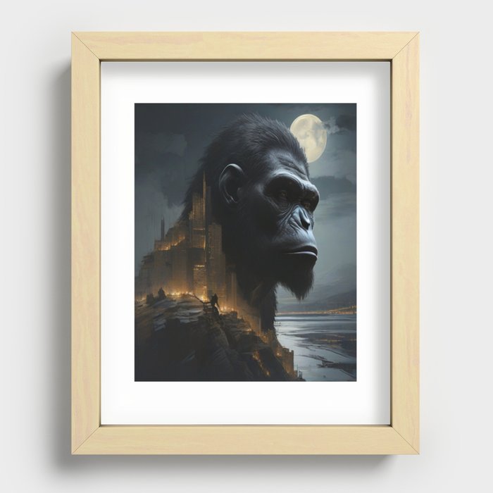 Double exposure Ape #2 Recessed Framed Print