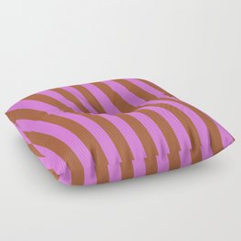 [ Thumbnail: Orchid and Sienna Colored Stripes/Lines Pattern Floor Pillow ]