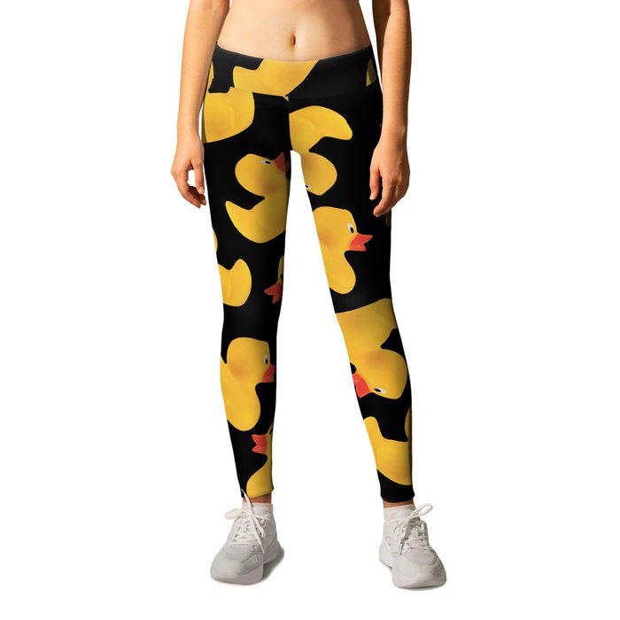 Rubber Duck pattern Design - black Leggings