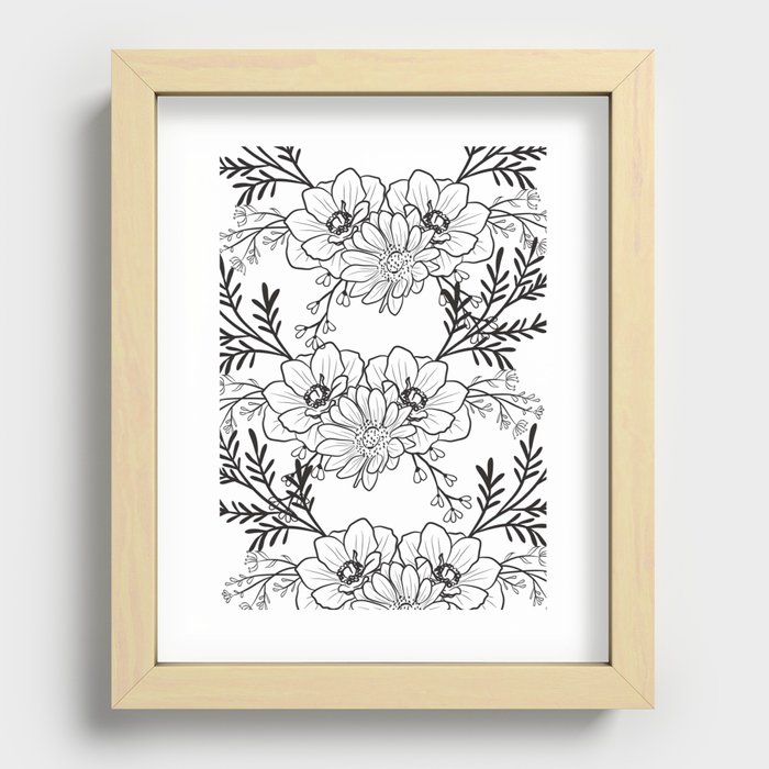 Floral Abstract Line Art  Recessed Framed Print