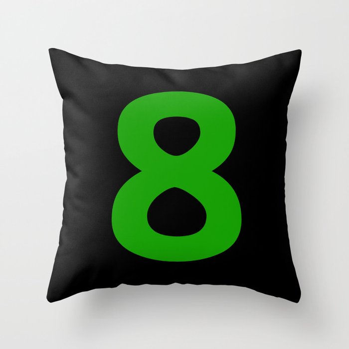 Number 8 (Green & Black) Throw Pillow