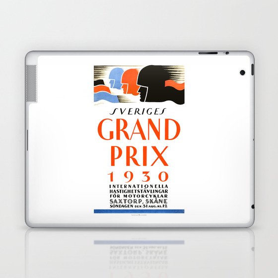1930 SWEDEN Motorcycle Grand Prix Poster Laptop & iPad Skin