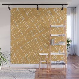 Rough Weave Painted Abstract Burlap Painted Pattern in White and Beige  Wall Mural