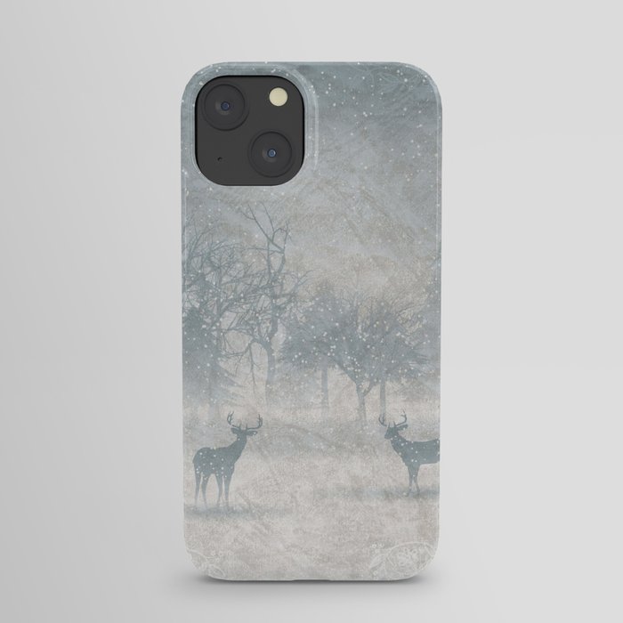 Winter scenery & deers iPhone Case