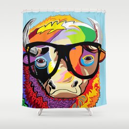 Hipster Bison "Buffalo" Shower Curtain