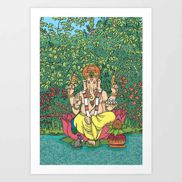 Ganesha By The River Art Print By Deepisiva Art Society6