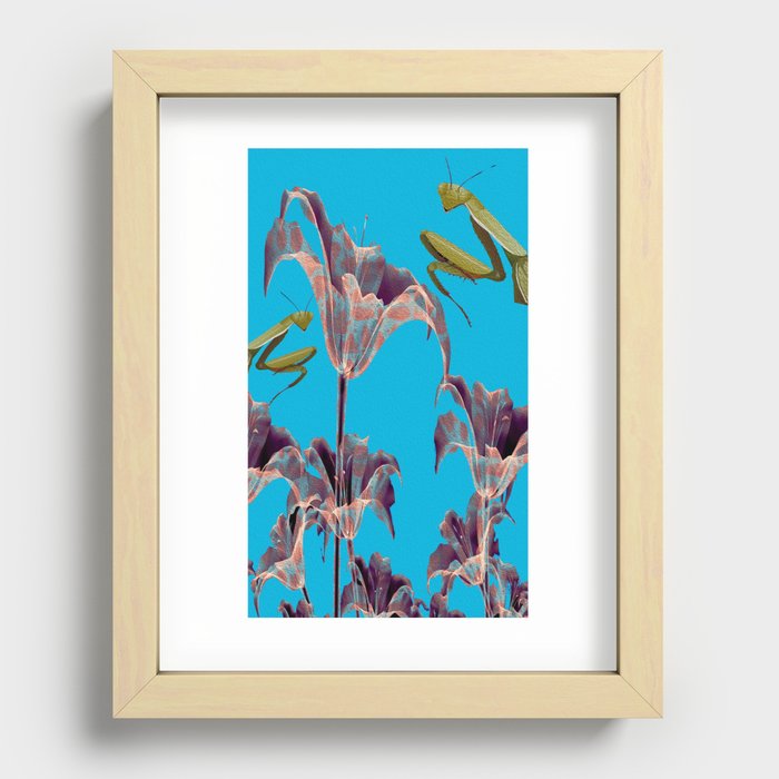 Vintage Mantis Floral Garden Print Recessed Framed Print