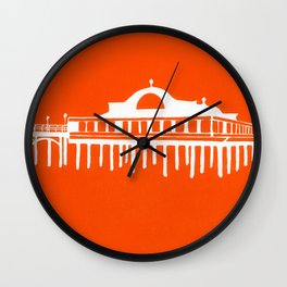 Seaside Pier in Orange Wall Clock