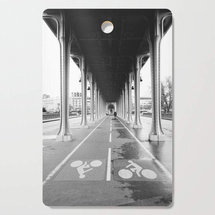 Pont de Bir-Hakeim | Steel bridge in Paris | Black and white Travel Photography Cutting Board