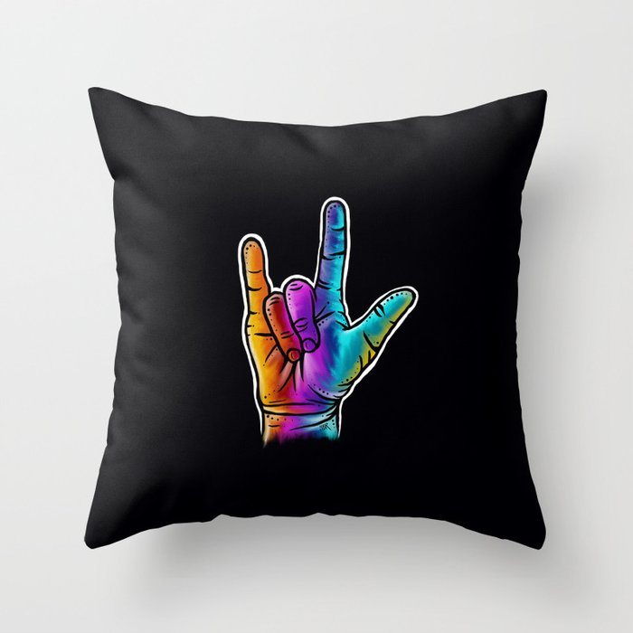 I Love You- Rainbow Sign Language Hands Throw Pillow