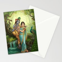 Radha Krishna playing the Flute Stationery Cards