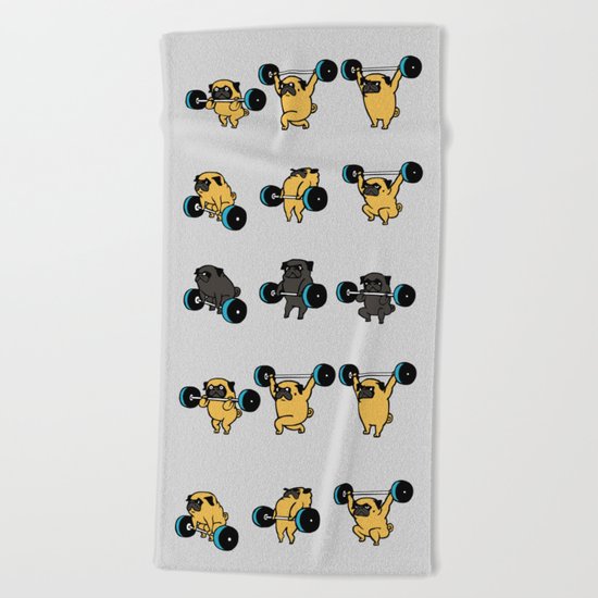 OLYMPIC LIFTING PUGS Beach Towel
