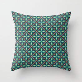 Geometric pattern no.4 with blue and yellow flowers in a orange triangle Throw Pillow