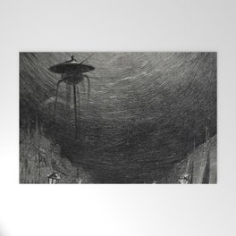 Alien invasion abandoned city streets - War of the Worlds vintage poster by Henrique Alvim Corrêa Welcome Mat