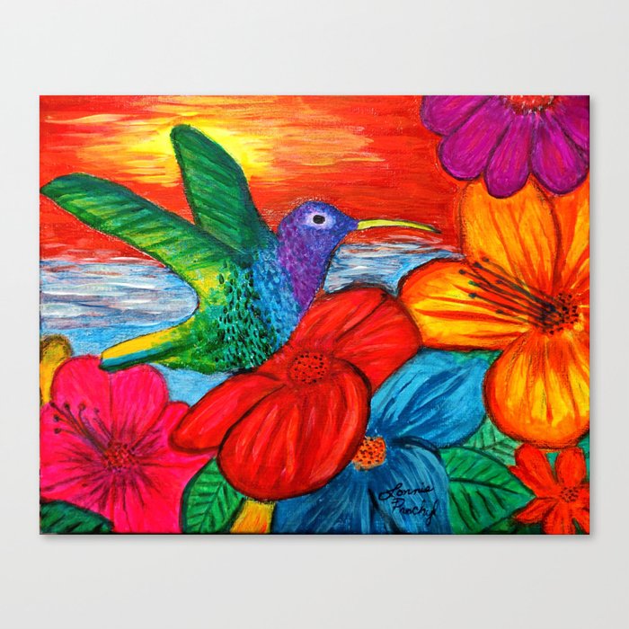 Vibrant Spring Hummingbird Canvas Print