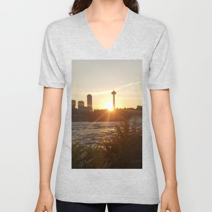 Sunny Skyline V Neck T Shirt