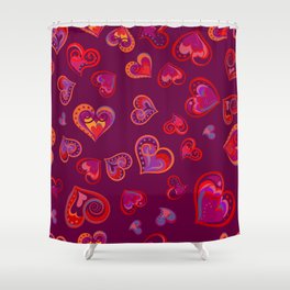 Fun seamless vintage love heart background in pretty colors. Baby announcement, Valentines Day, Mothers Day, Easter, wedding, scrapbook, gift wrapping paper, textiles. Shower Curtain