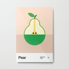 Pear Minimalist Fruit Graphic Design - Seasonal Fruits Metal Print