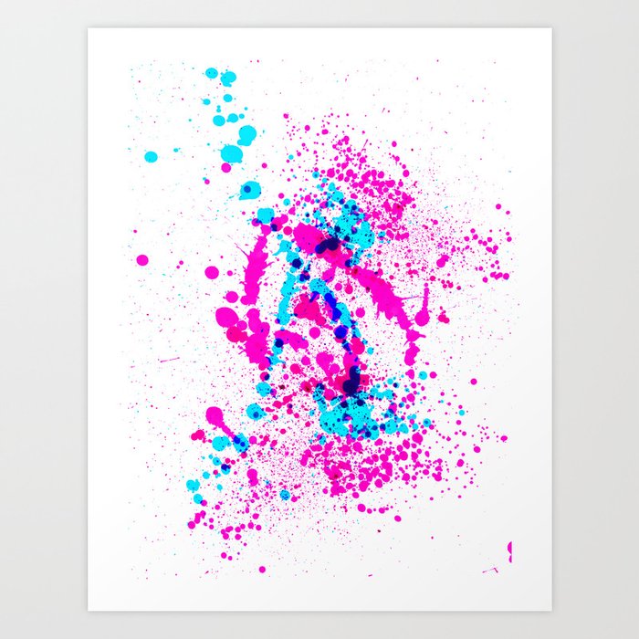 Energetic Expressive Hot Pink Paint Splatter Art Print By Ovko Society6