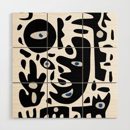 Minimal African Art Black and White Pattern Abstract  Wood Wall Art