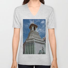 Thai buddhist mosaic colorful temple / Travel photography V Neck T Shirt