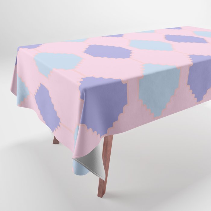 Whimsical Puzzle - Mosaic Tiles Pattern in Pink and Pastel Tablecloth