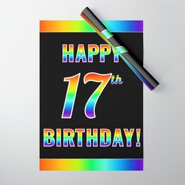 [ Thumbnail: Fun, Colorful, Rainbow Spectrum “HAPPY 17th BIRTHDAY!” Wrapping Paper ]