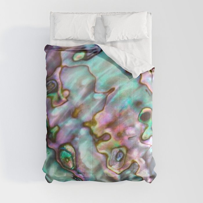 Glowing Cotton Candy Pink & Green Abalone Mother of Pearl Comforter