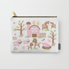 Pink Farm Animals Carry-All Pouch