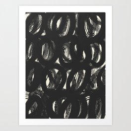 Black abstract brush scribble Art Print