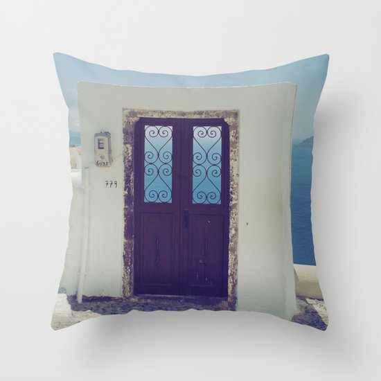 Santorini Door V Throw Pillow