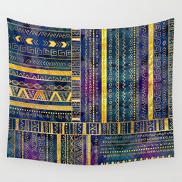 Tribal Ethnic pattern gold colorful painted texture Wall Tapestry