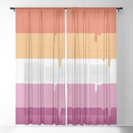 Lesbian Pride LGBTQ Flag Melting Sheer Curtain