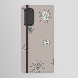 Atomic Age Starburst Planets Taupe Gold Android Wallet Case