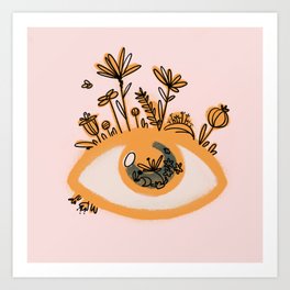 Eye with plants painting Art Print