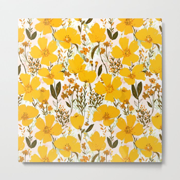 Yellow roaming wildflowers Metal Print