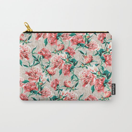 Peonies with lace effect Carry-All Pouch