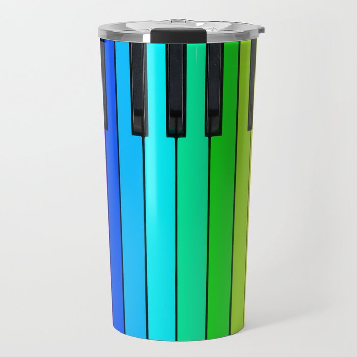 Rainbow Piano Keyboard  Travel Mug