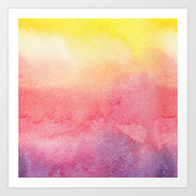 Hand Painted Abstract Violet Pink Yellow Watercolor Paint Art Print By Pink Water Society6