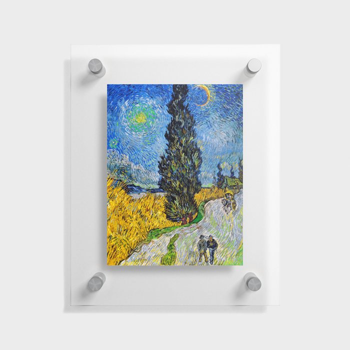 Vincent van Gogh (Dutch, 1853-1890) - Road with Cypress and Star (Country Road in Provence by Night) - 1890 - Post-Impressionism - Landscape - Oil on canvas - Digitally Enhanced Version - Floating Acrylic Print