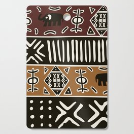 African mud cloth with elephants Cutting Board