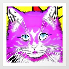 Happy, smiling, pink cat Art Print