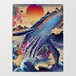 WHALE JAPANESE ART Poster